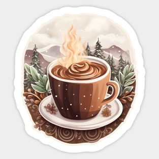 Cozy hot chocolate in mountains Sticker